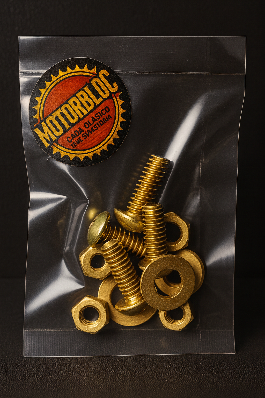 Juego de 4 tornillos de latón antiguo años 50 + tuercas y arandelas